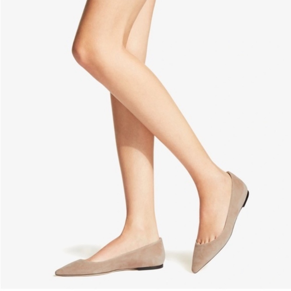 Jimmy Choo $625 Romy Suede Pointed Flats in “Ballet-Pink”